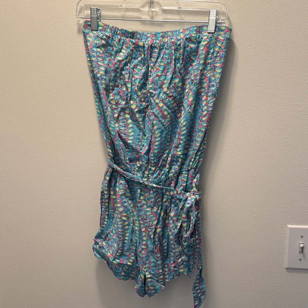 Lilly Pulitzer Blue and Pink Patterned Romper